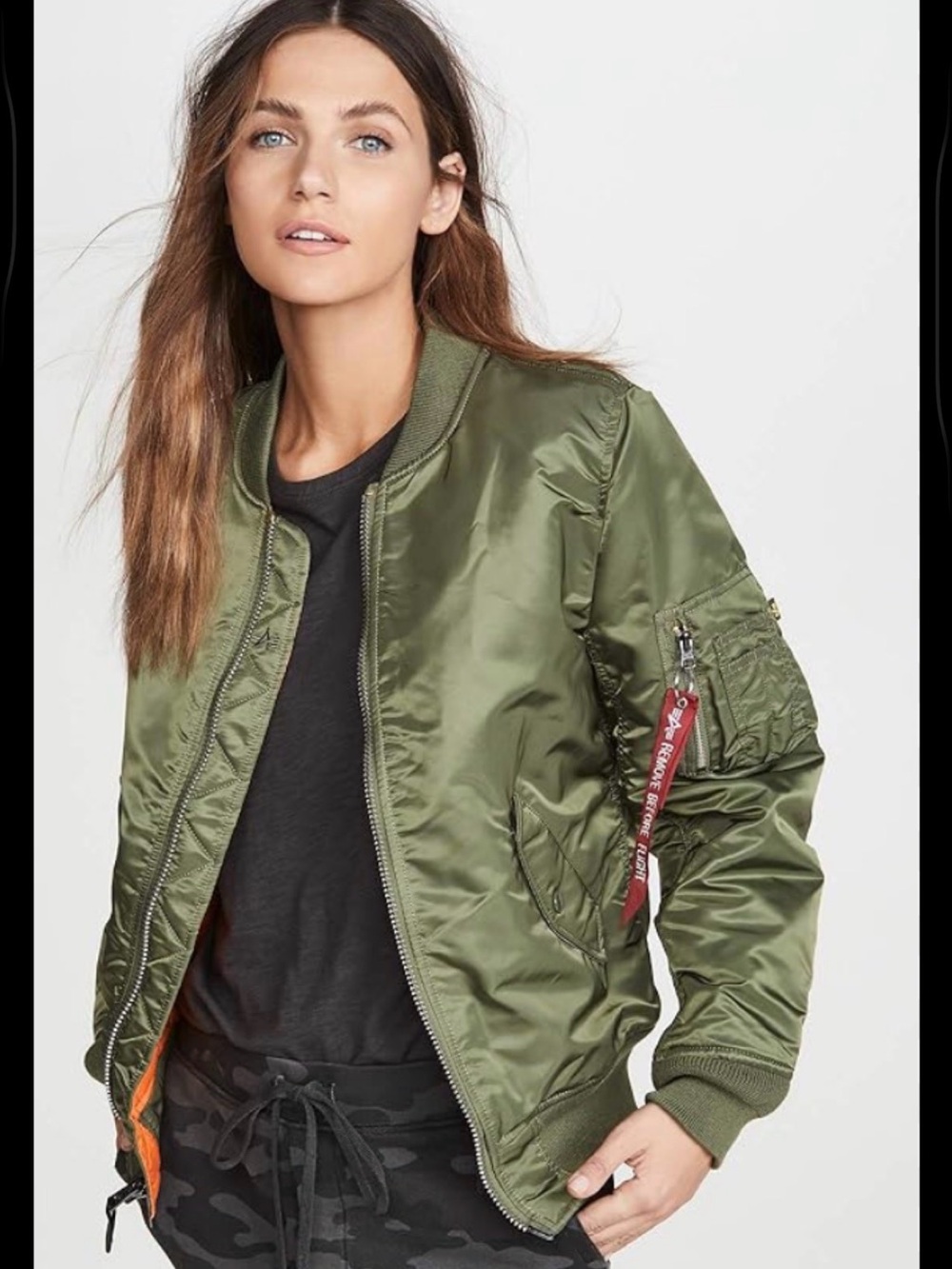 Alpha Industries MA-1 W Bomber Sage / Orange Women’s Small